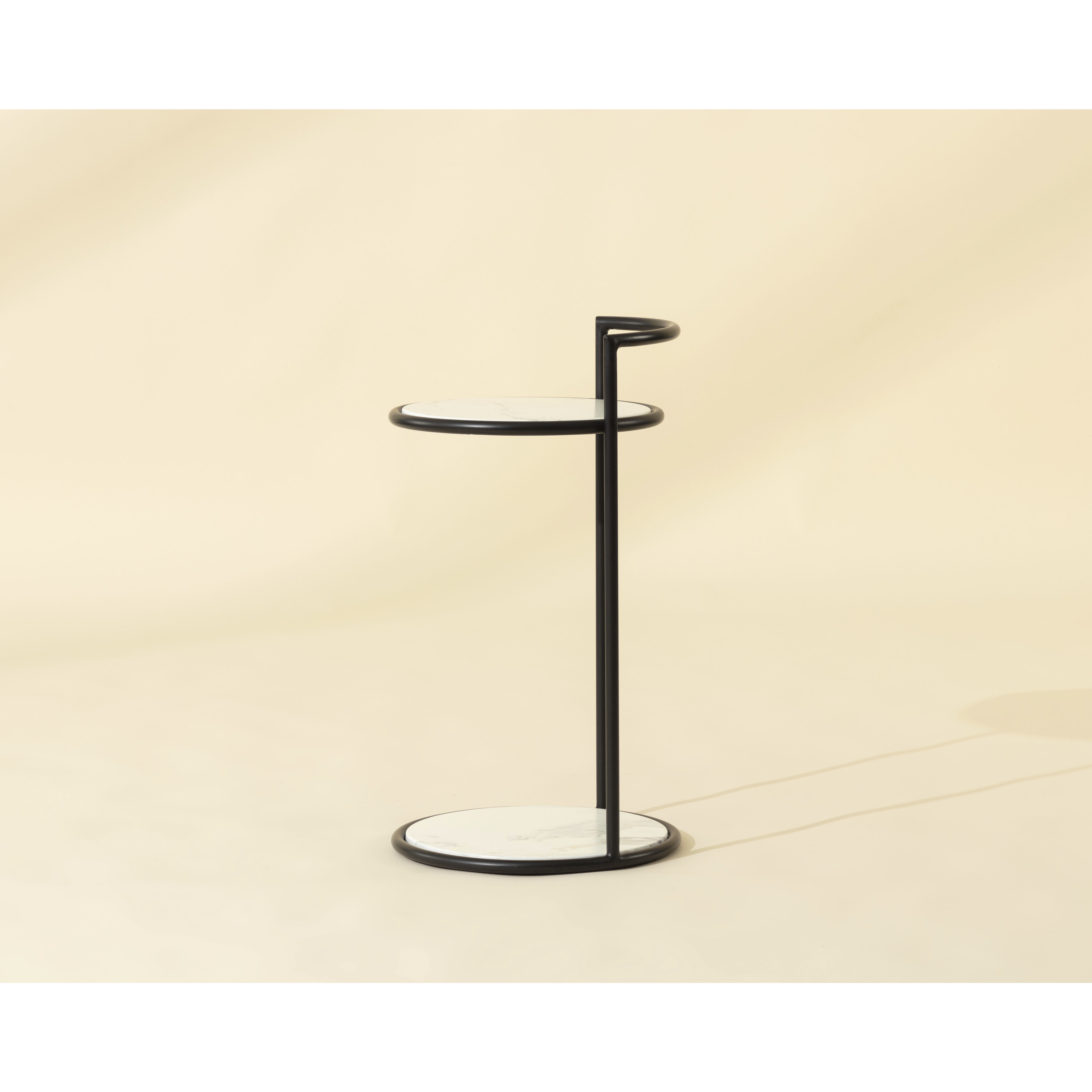 Parga 25 X 14 inch Black / Marble Look Outdoor End Table